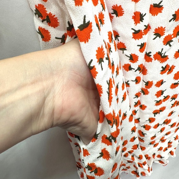 Diane von Furstenberg DVF Elly Floral Print Crepe Ruffle Mini Dress Size 4 - Picture 8 of 10